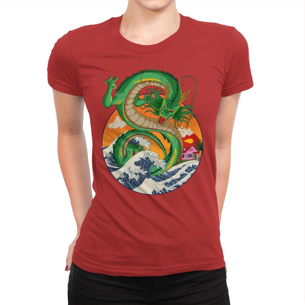 Great Dragon Off Kanagawa - Womens Premium T-Shirts RIPT Apparel Small / Red