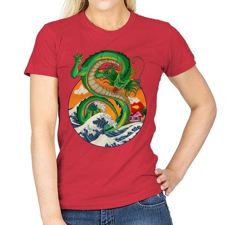 Great Dragon Off Kanagawa - Womens T-Shirts RIPT Apparel Small / Red