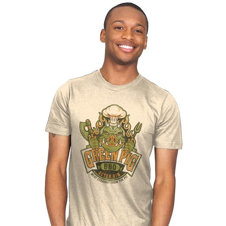 Green Pig BBQ - Mens T-Shirts RIPT Apparel Small / Natural