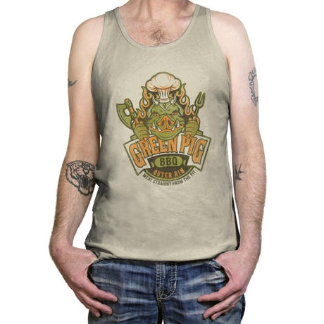 Green Pig BBQ - Tanktop Tanktop RIPT Apparel X-Small / Oatmeal Triblend