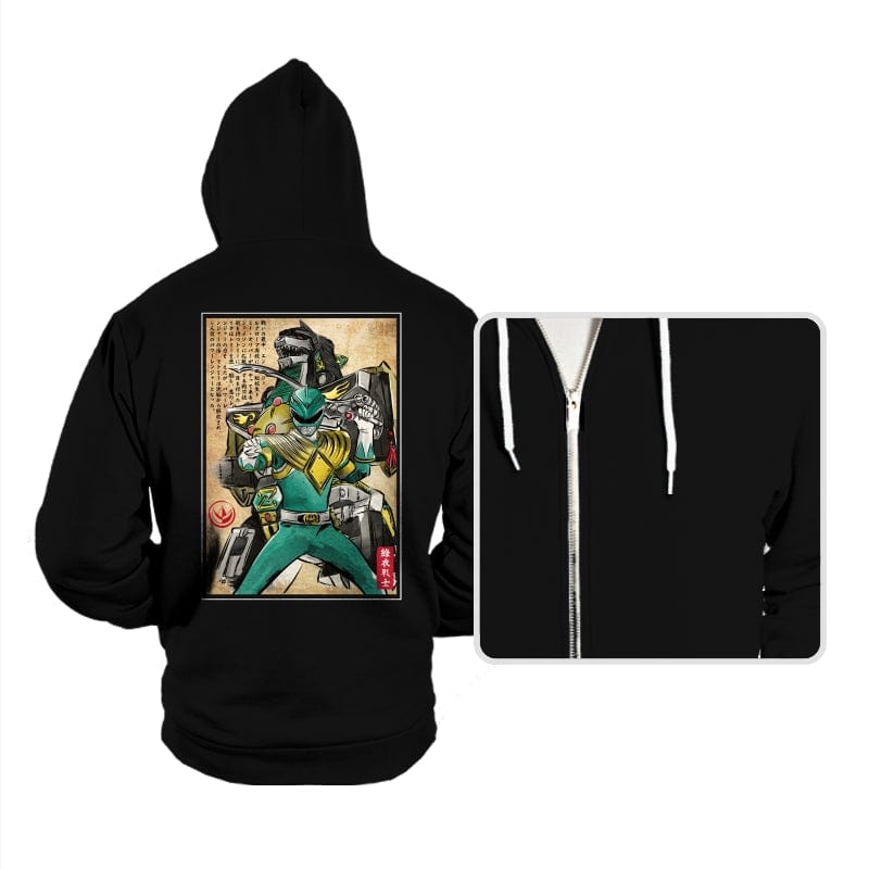 Green Ranger Woodblock - Hoodies Hoodies RIPT Apparel Small / Black