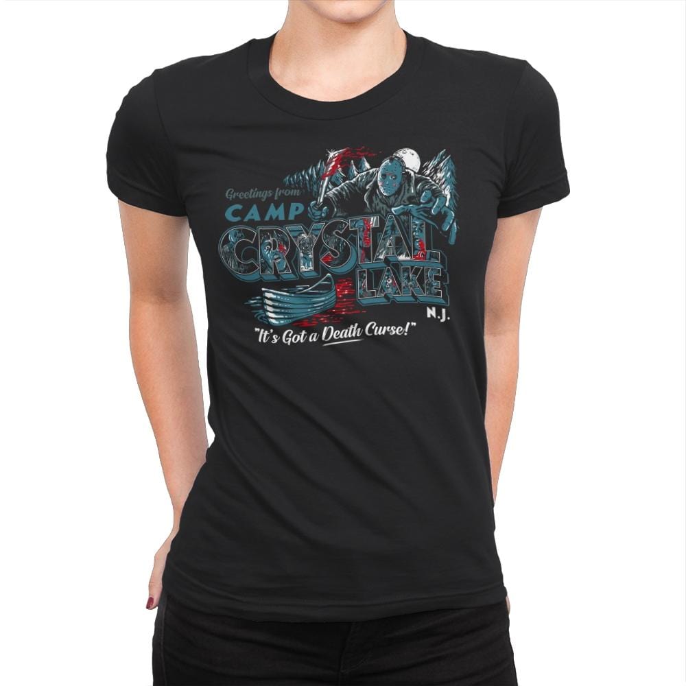 Greetings from Crystal Lake - Womens Premium T-Shirts RIPT Apparel Small / Black