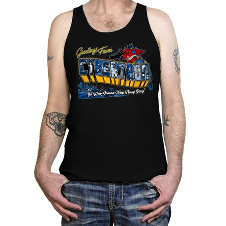 Greetings from Cyberplanet - Tanktop Tanktop RIPT Apparel X-Small / Black