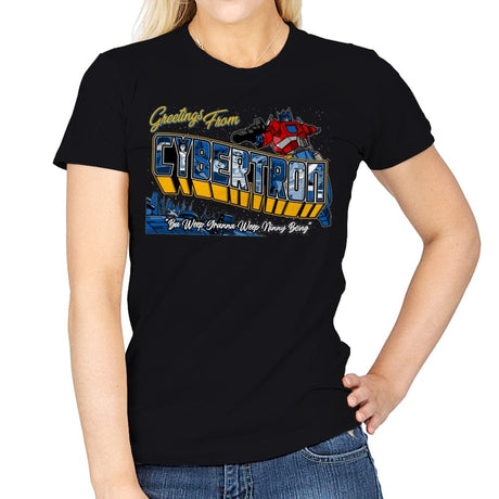 Greetings from Cyberplanet - Womens T-Shirts RIPT Apparel Small / Black