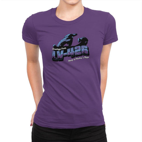 Greetings from LV-426 Exclusive - Womens Premium T-Shirts RIPT Apparel Small / Purple Rush