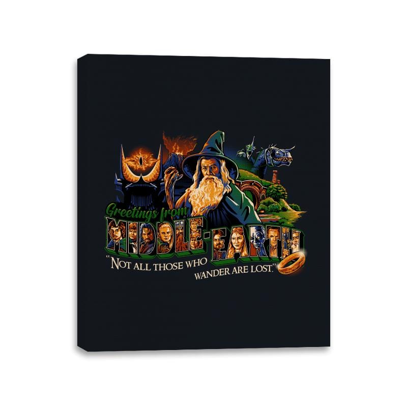 Greetings from Middle Earth - Canvas Wraps Canvas Wraps RIPT Apparel 11x14 / Black