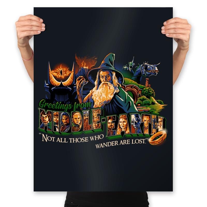 Greetings from Middle Earth - Prints Posters RIPT Apparel 18x24 / Black