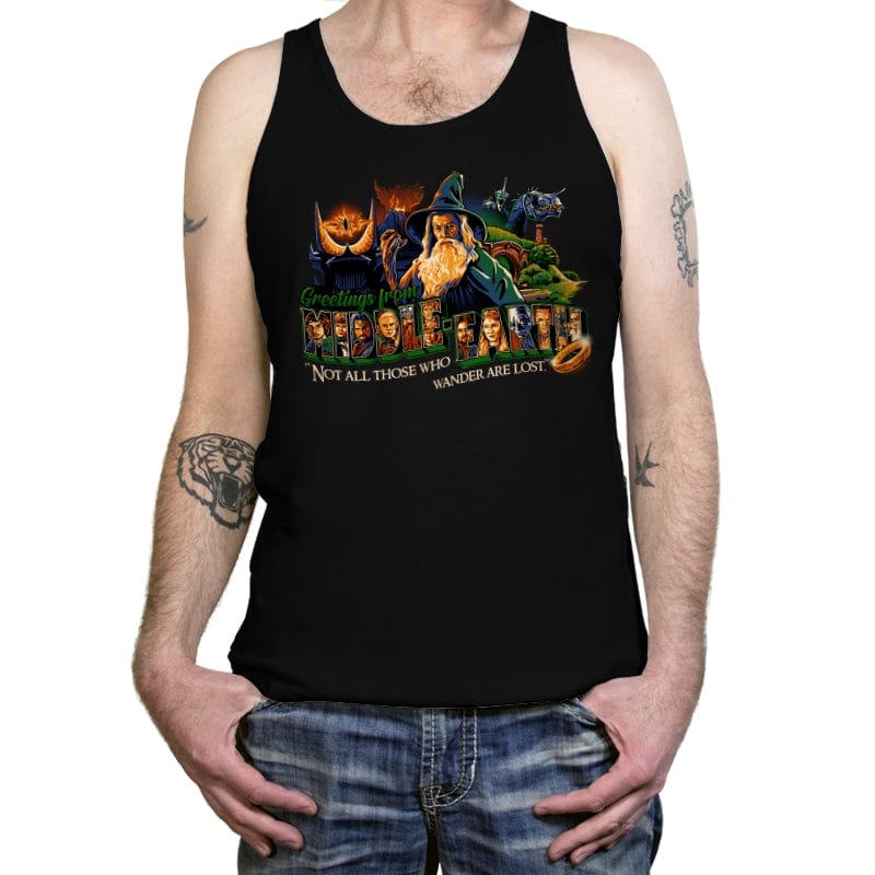 Greetings from Middle Earth - Tanktop Tanktop RIPT Apparel X-Small / Black