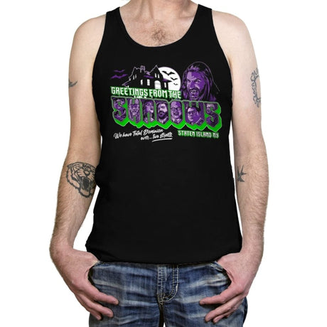 Greetings from the Shadows - Tanktop Tanktop RIPT Apparel X-Small / Black