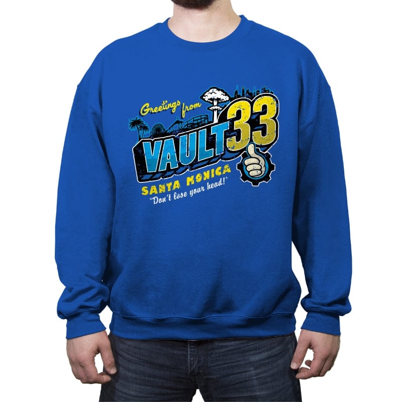 Greetings from Vault 33 - Crew Neck Sweatshirt Crew Neck Sweatshirt RIPT Apparel Small / Royal