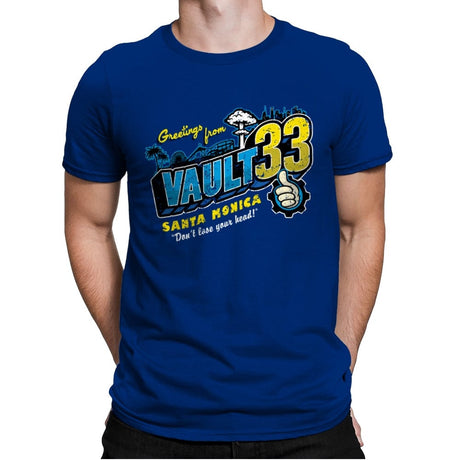 Greetings from Vault 33 - Mens Premium T-Shirts RIPT Apparel Small / Royal