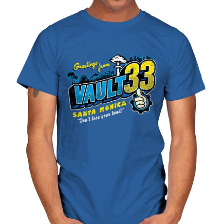Greetings from Vault 33 - Mens T-Shirts RIPT Apparel Small / Royal