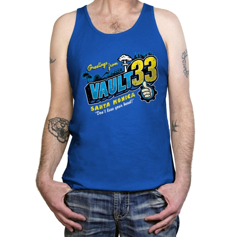 Greetings from Vault 33 - Tanktop Tanktop RIPT Apparel X-Small / True Royal