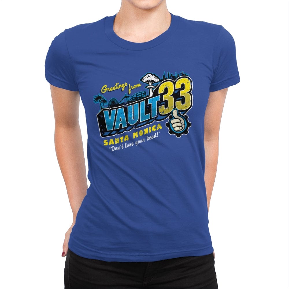 Greetings from Vault 33 - Womens Premium T-Shirts RIPT Apparel Small / Royal