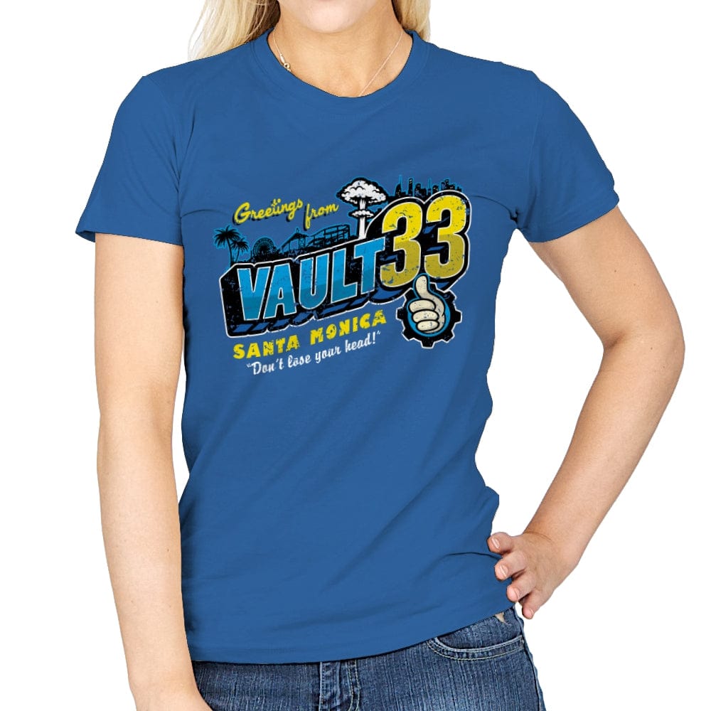 Greetings from Vault 33 - Womens T-Shirts RIPT Apparel Small / Royal