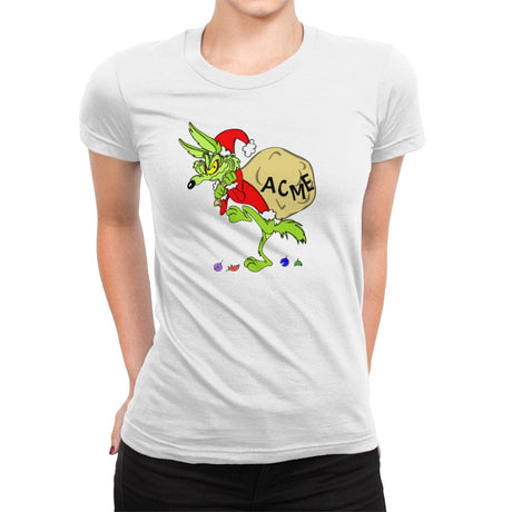 Grinch E. Coyote - Womens Premium T-Shirts RIPT Apparel Small / White