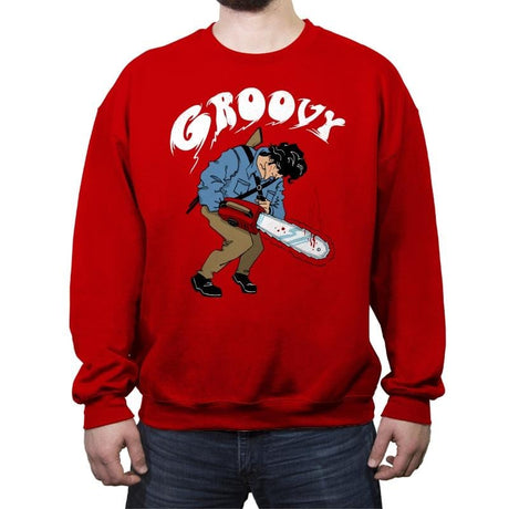 Groovy - Crew Neck Sweatshirt Crew Neck Sweatshirt RIPT Apparel Small / Red