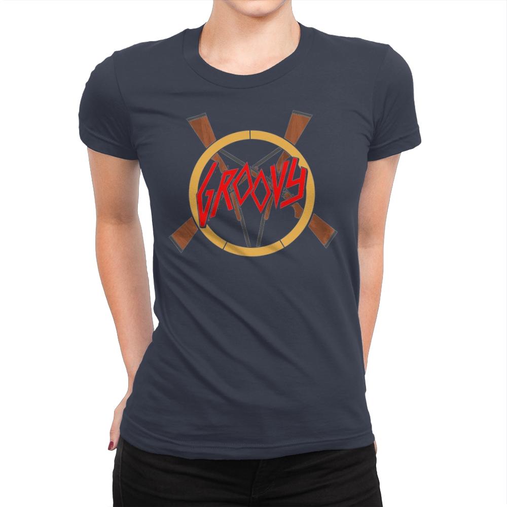 Groovy Demon Slayer - Womens Premium T-Shirts RIPT Apparel Small / Indigo