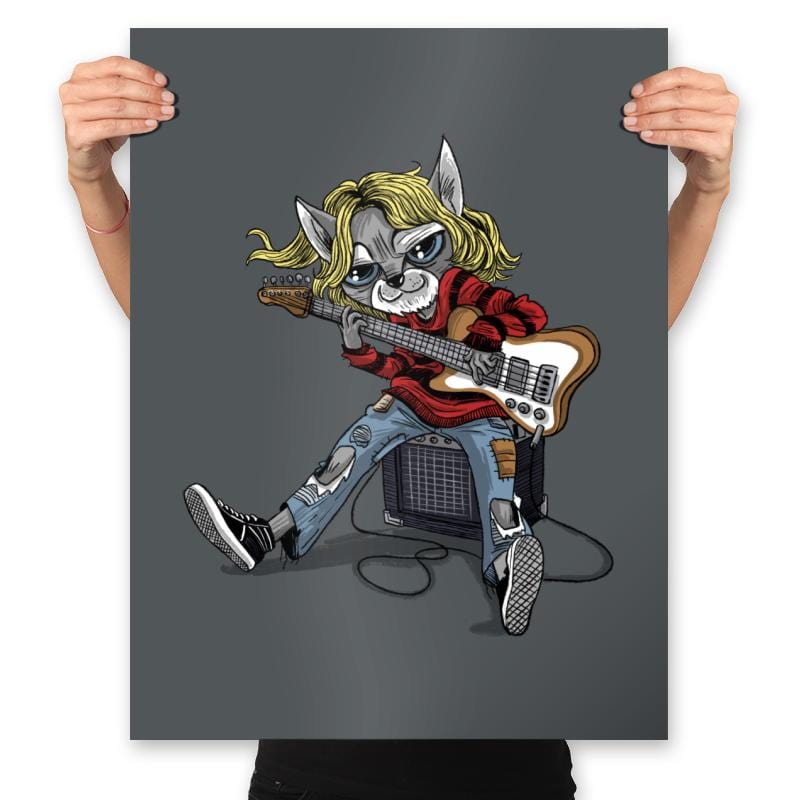 Grunge Cat - Prints Posters RIPT Apparel 18x24 / Charcoal