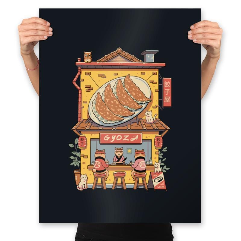 Gyoza Neko House - Prints Posters RIPT Apparel 18x24 / Black