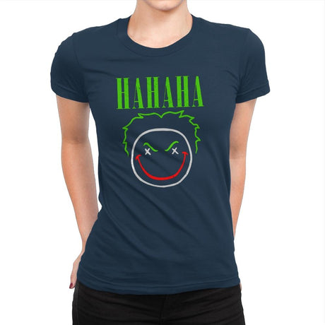 HAHAHA! - Womens Premium T-Shirts RIPT Apparel Small / Midnight Navy