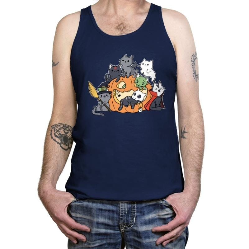 Halloween Kittens - Tanktop Tanktop RIPT Apparel X-Small / Navy