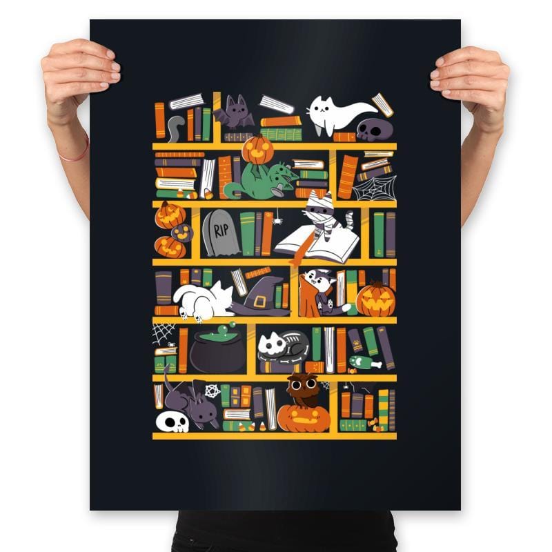 Halloween Library - Prints Posters RIPT Apparel 18x24 / Black