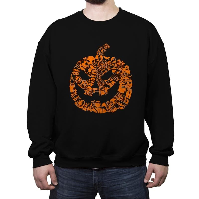 Halloween Mosaic - Crew Neck Sweatshirt Crew Neck Sweatshirt RIPT Apparel Small / Black