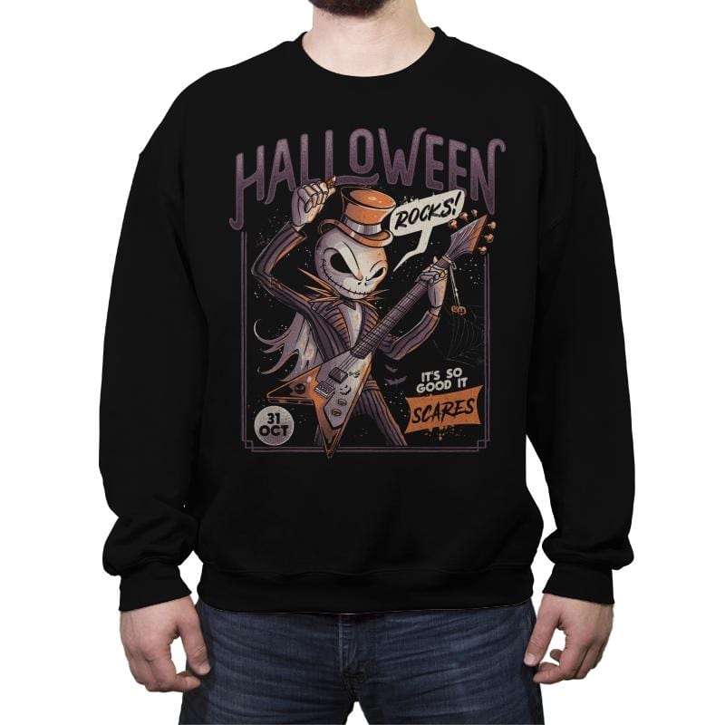 Halloween Rocks - Crew Neck Sweatshirt Crew Neck Sweatshirt RIPT Apparel Small / Black