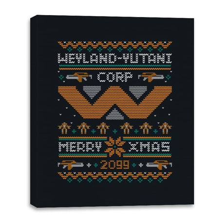 Happy Alien Xmas - Canvas Wraps Canvas Wraps RIPT Apparel 16x20 / Black