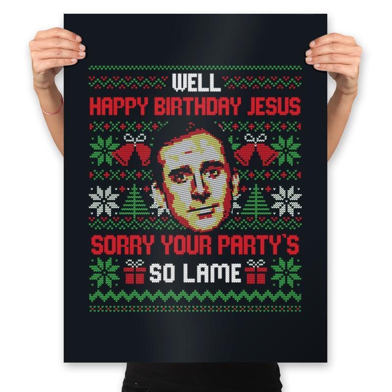 Happy Birthday Jesus - Prints Posters RIPT Apparel 18x24 / Black