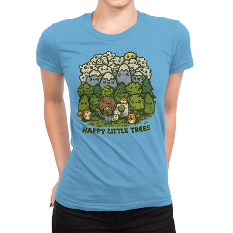 Happy Little Trees - Womens Premium T-Shirts RIPT Apparel Small / Turquoise