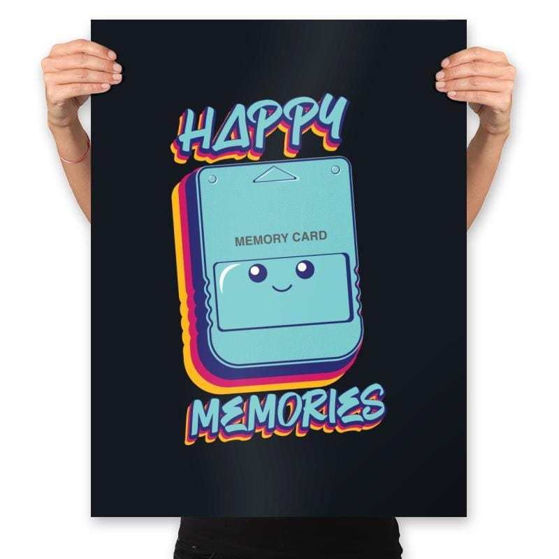 Happy Memory Card - Prints Posters RIPT Apparel 18x24 / Black