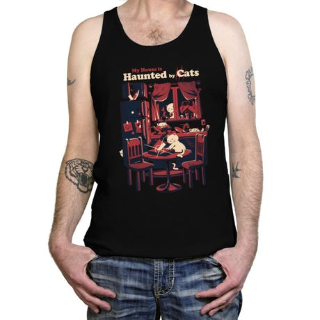 Haunted by Cats - Tanktop Tanktop RIPT Apparel X-Small / Black