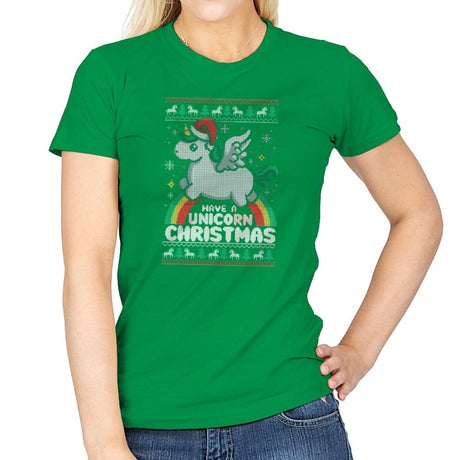 Have a Unicorn Christmas - Womens T-Shirts RIPT Apparel Small / Irish Green