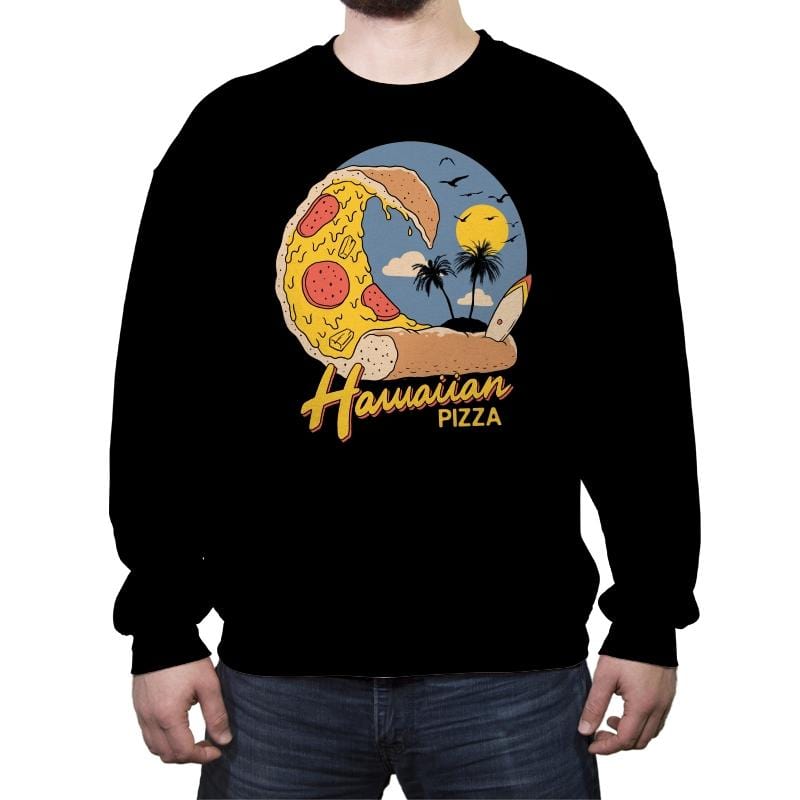 Hawaiian Pizza - Crew Neck Sweatshirt Crew Neck Sweatshirt RIPT Apparel Small / Black