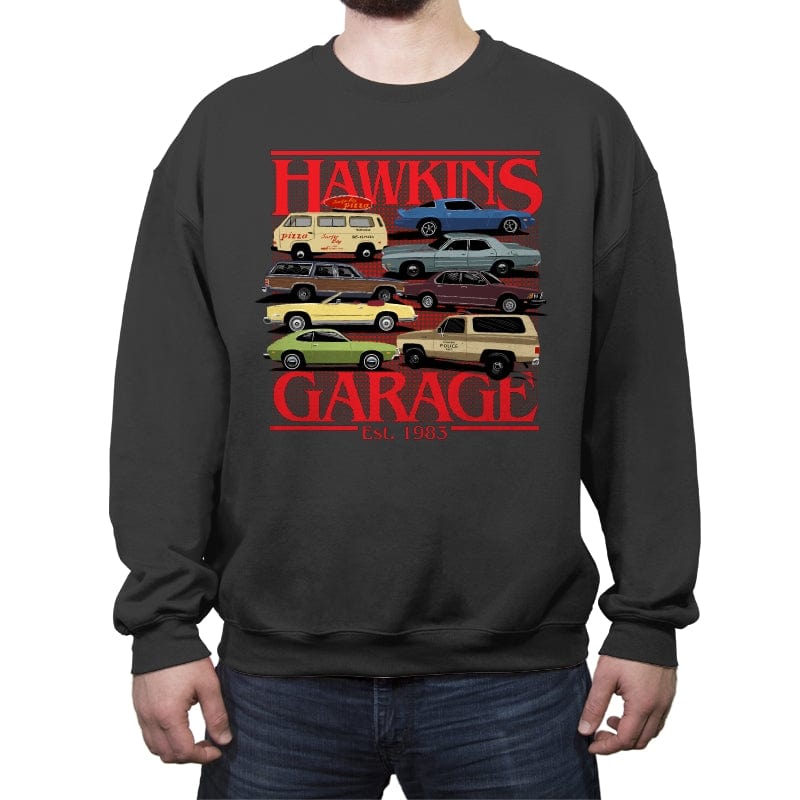 Hawkins Garage - Crew Neck Sweatshirt Crew Neck Sweatshirt RIPT Apparel Small / Charcoal