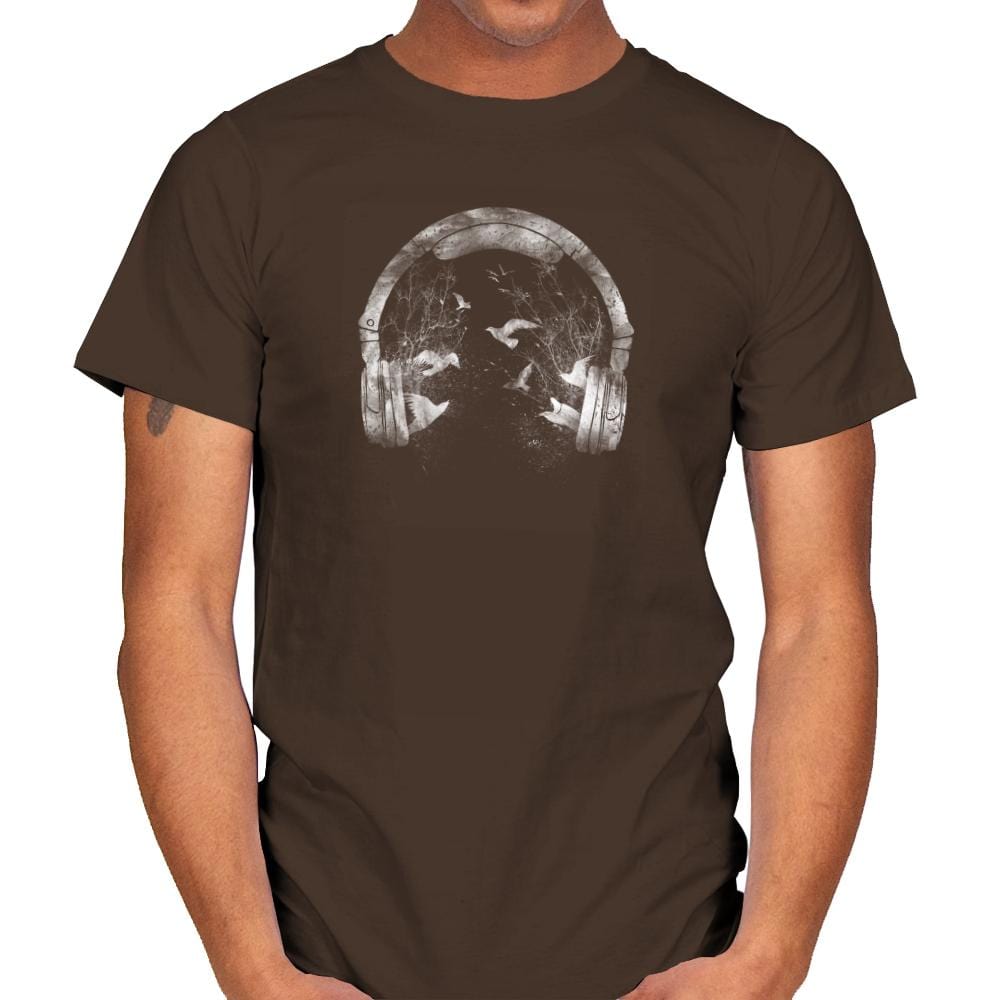 Headphones - Back to Nature - Mens T-Shirts RIPT Apparel Small / Dark Chocolate