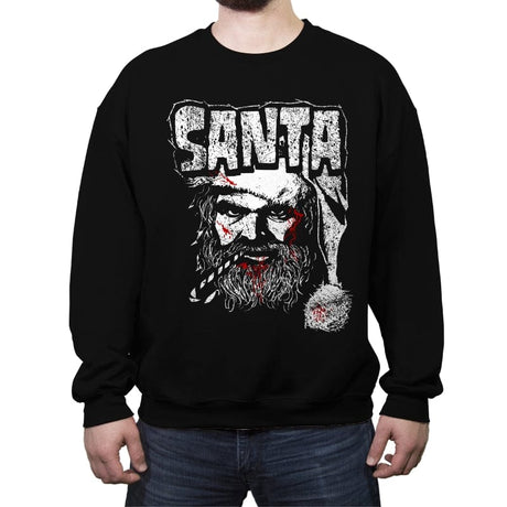 Heavy Metal Claus - Crew Neck Sweatshirt Crew Neck Sweatshirt RIPT Apparel Small / Black