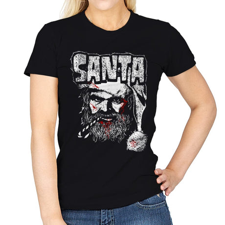 Heavy Metal Claus - Womens T-Shirts RIPT Apparel Small / Black