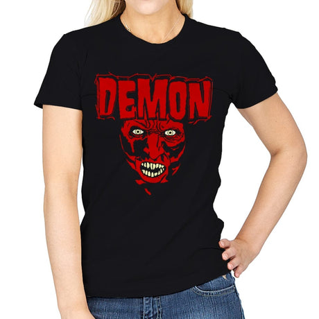 Heavy Metal Lipstick Demon - Womens T-Shirts RIPT Apparel Small / Black