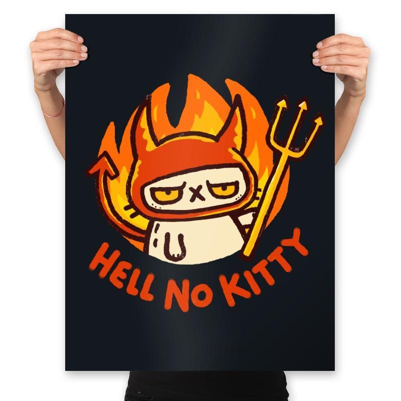 Hell To The No Kitty - Prints Posters RIPT Apparel 18x24 / Black