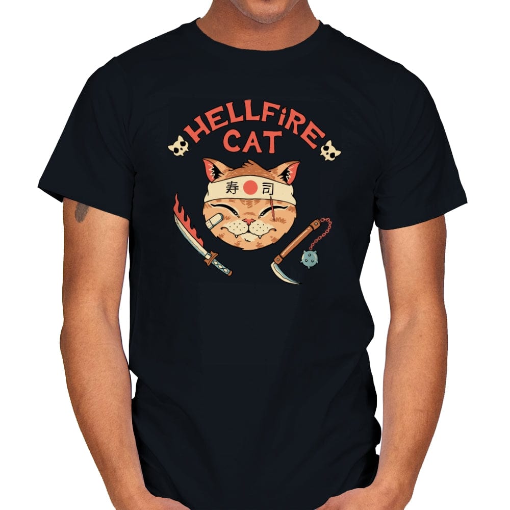 Hellfire Cat Meowster - Mens T-Shirts RIPT Apparel Small / Black