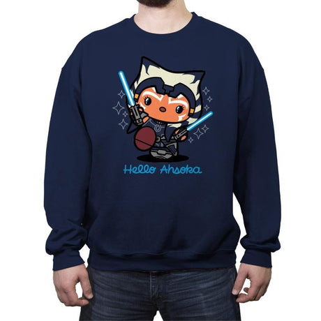 Hello Ahsoka - Crew Neck Sweatshirt Crew Neck Sweatshirt RIPT Apparel Small / Navy