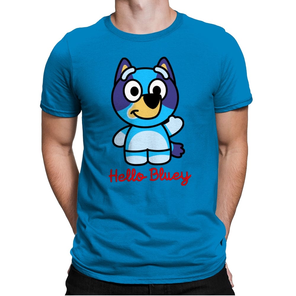 Hello Bluey - Mens Premium T-Shirts RIPT Apparel Small / Turqouise