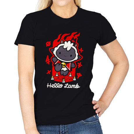 Hello Lamb - Womens T-Shirts RIPT Apparel Small / Black