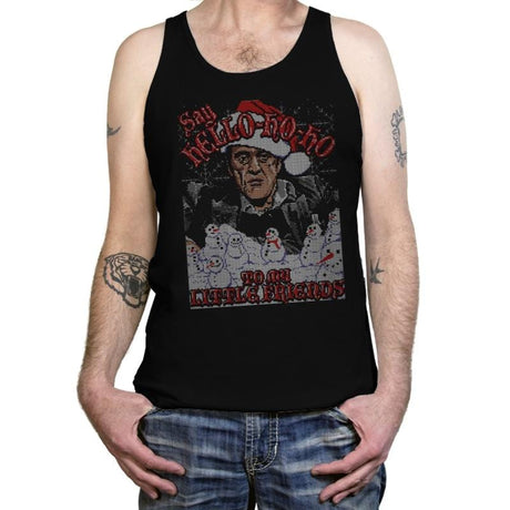 Hello Little Friends - Ugly Holiday - Tanktop Tanktop RIPT Apparel X-Small / Black