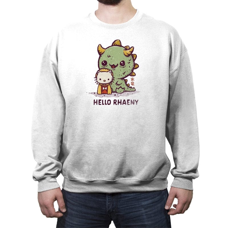 Hello Rhaeny - Crew Neck Sweatshirt Crew Neck Sweatshirt RIPT Apparel Small / White