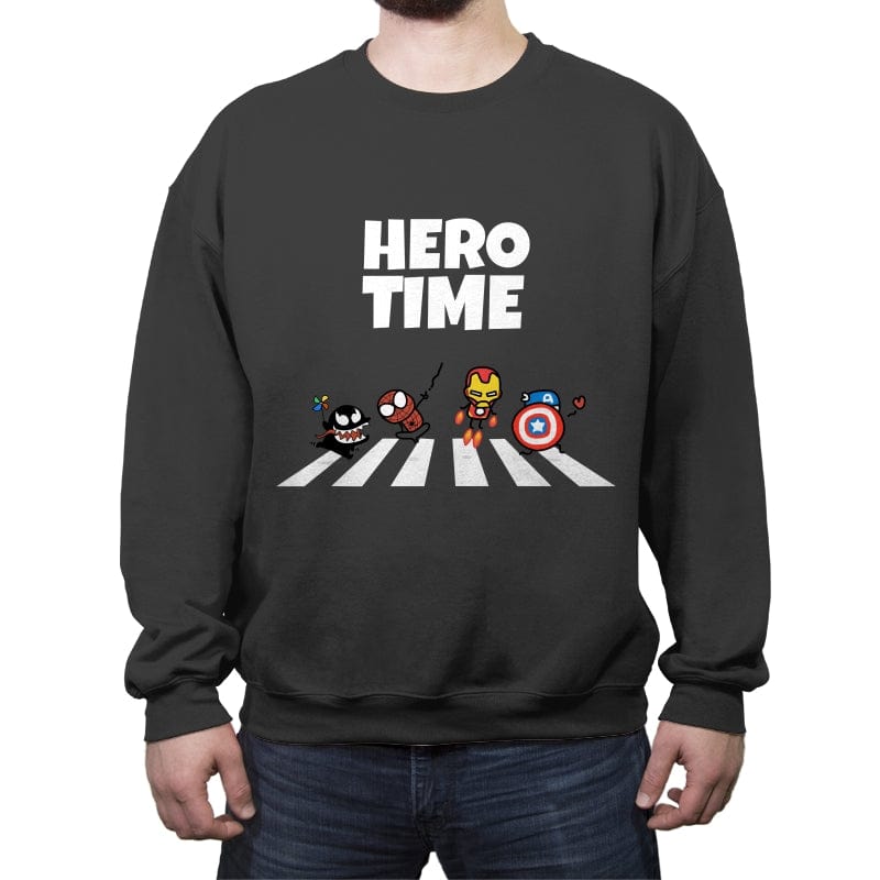 Hero Time - Crew Neck Sweatshirt Crew Neck Sweatshirt RIPT Apparel Small / Charcoal