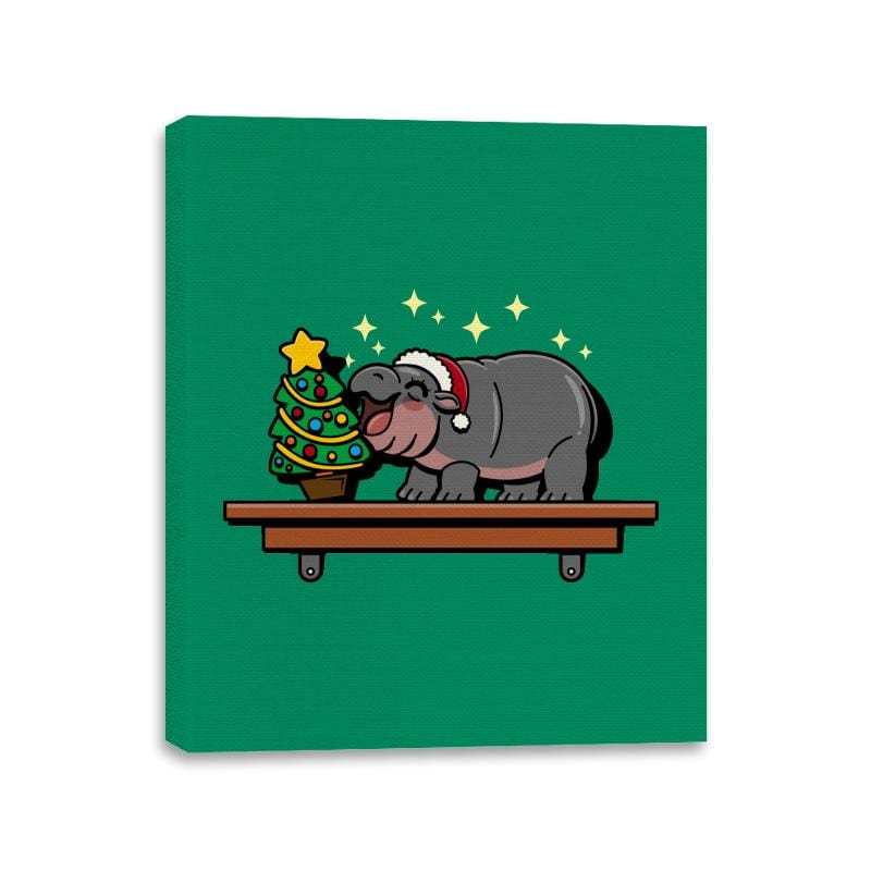 Hippo On The Shelf - Canvas Wraps Canvas Wraps RIPT Apparel 11x14 / Kelly